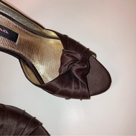 Nina Mocha Mousse Satin Heels Winter Wedding Formal Cocktail Designer Shoes 6 - Picture 12 of 17